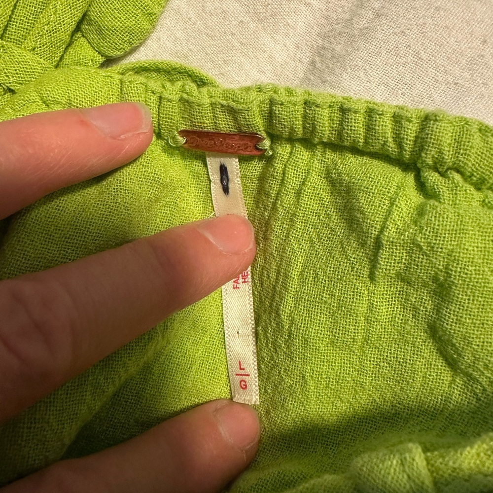 New Free People Auralie Maxi Dress size LARGE Citron Green Tiered - Picture 6 of 6